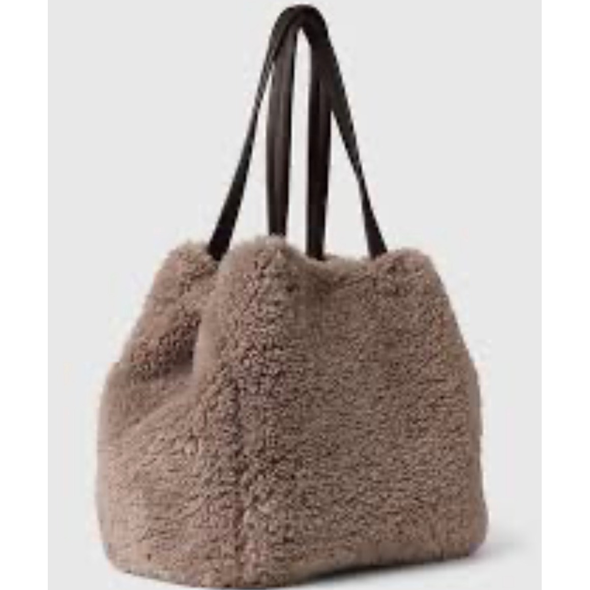 Gap Faux Fur Tote Bag Chocolate Brown Sherpa Fleece Shoulder Bag 543862-00 Fa24